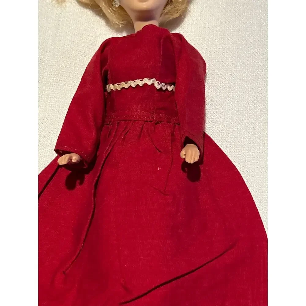 Vtg Doll Dress Red Victorian Style Fits Tressy Dolls Doll not included Homemade
